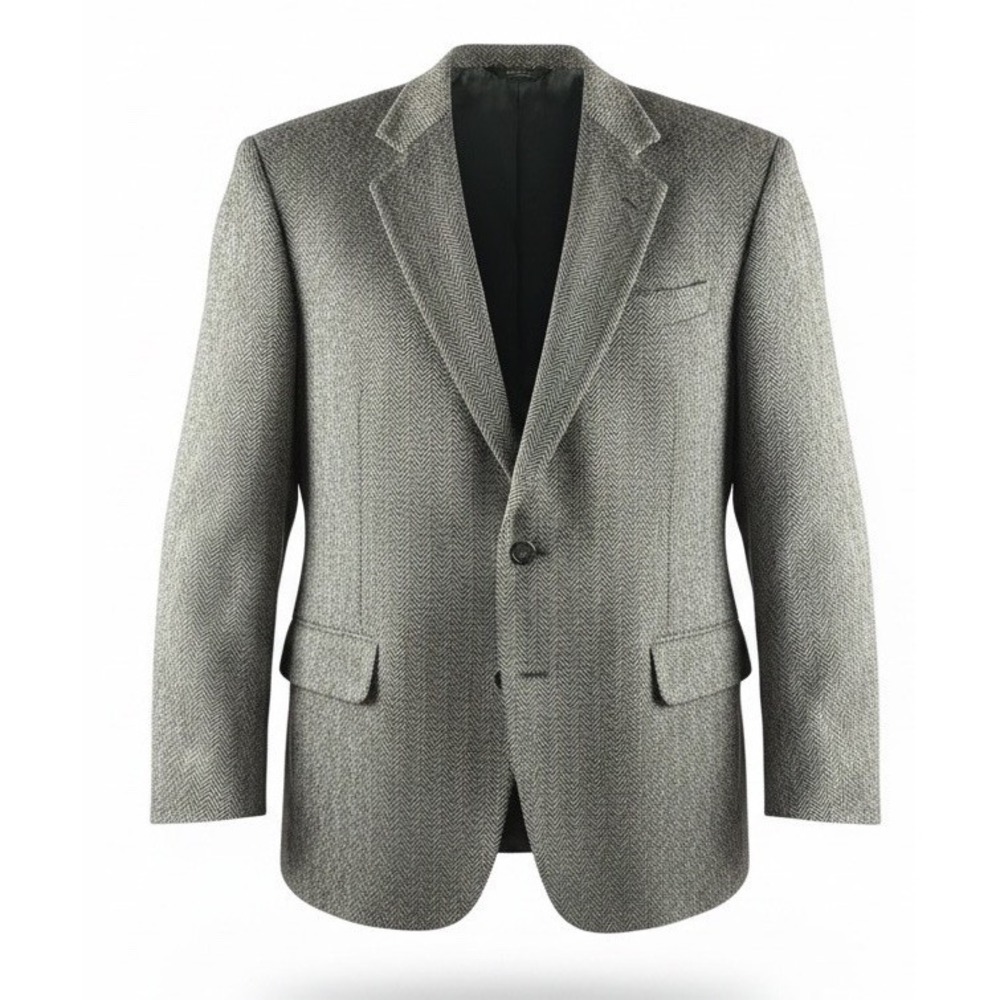 Brooks & Pike Herringbone Blazer 44L Wool Nordstrom Gray USA Made